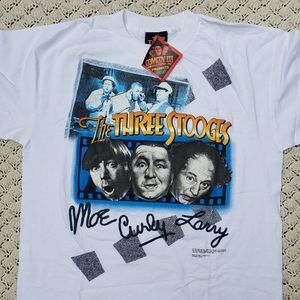 Vintage NWT Deadstock The Three Stooges Moe Curly Larry Graphic T Shirt